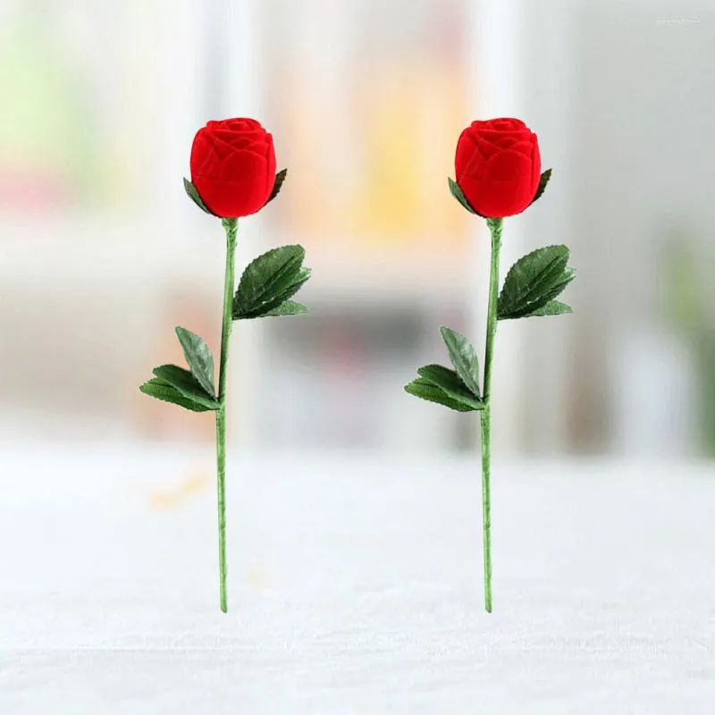Torebki biżuterii 2pcs kwiat róży kwiat pudełko pierścieniowe kwiaty bukietowe miejsce do przechowywania spersonalizowany prezent propozycji