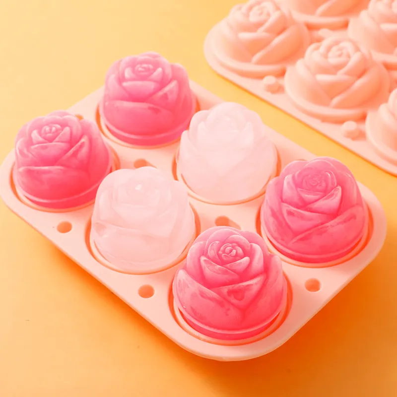 3D Rose Ice Molds,2 Inch Large Ice Cube Trays, Make 4 Giant Cute Flower  Shape Ice, Silicone Rubber Fun Big Ice Ball Maker for Cocktails Juice  Whiskey Bourbon Freezer, Dishwasher Safe,(Pink) 