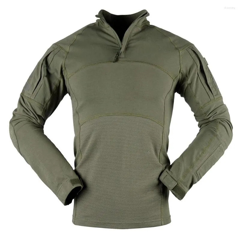 Vestes de chasse chemise tricotée LS manches longues Strech armée vert coton Combat tactique pour hommes