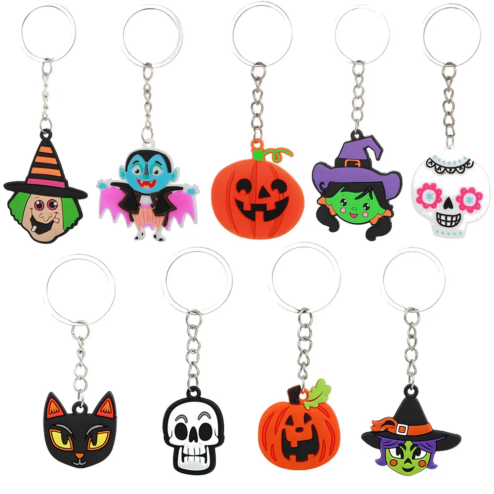 Cute Pumpkin Skull Halloween Pvc Keychain PVC Gift Keyring From Abouts