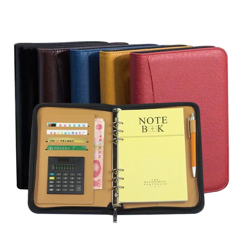 Striss A6/A5/B5 Diary Notebook e Journal con Calculator Binder Spiral Note Business Manager Business Caseder PadFolio Crush Bag Handbook