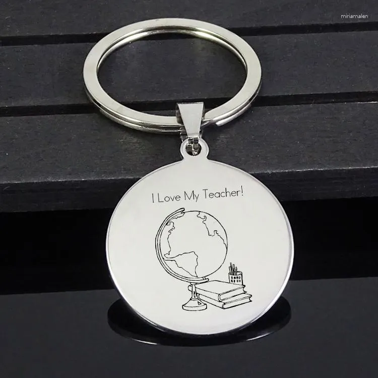 Keychains Teacher's Keychain Est Personality Pendant "I Love My Teacher" Jewelry For Geography Teacher YP7214