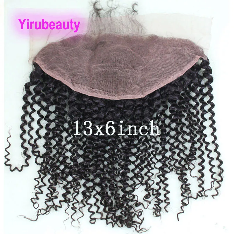 Yirubeauty 13*6 Renda Frontal Kiny Curly Malaio 100% Cabelo Humano 10-24 polegadas Cor Natural Cabelo Virgem Indiano