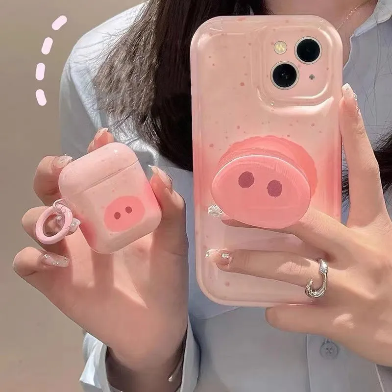 Pig Nose Phone Case Suitable for 12/13promax 14pro Bracket 8plus xs xr Phone cases