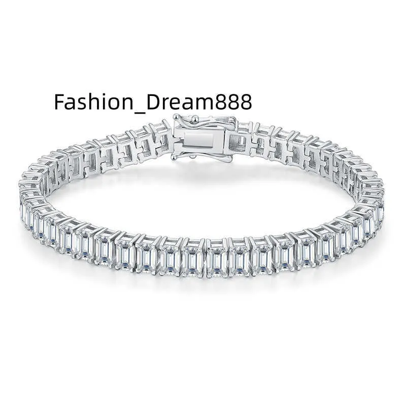 925スターリングシルバーモイサナイトテニスブレスレット 3x5mm 