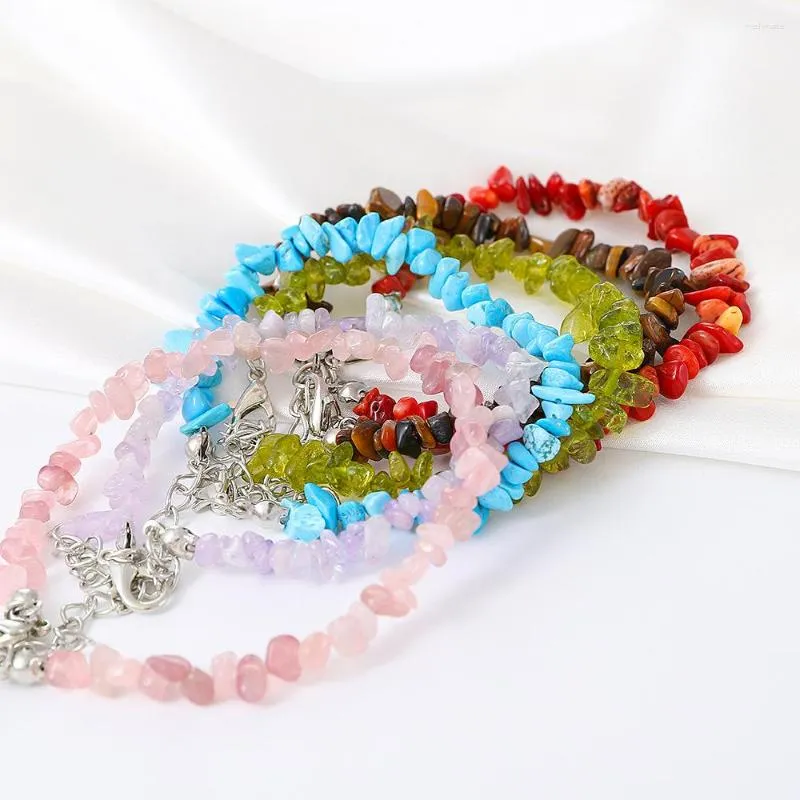 Charm Bracelets High Quantity Stone Lrregular Weave Bracelet For Women Ethnic Beach Style Shaped Crystal Gravel Beads String DIY Handwear