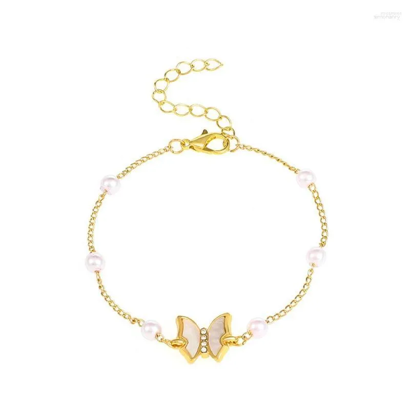 Strand European And American Ins Pearl Shell Butterfly Bracelet French Light Luxury Student Friend Fashion Boho