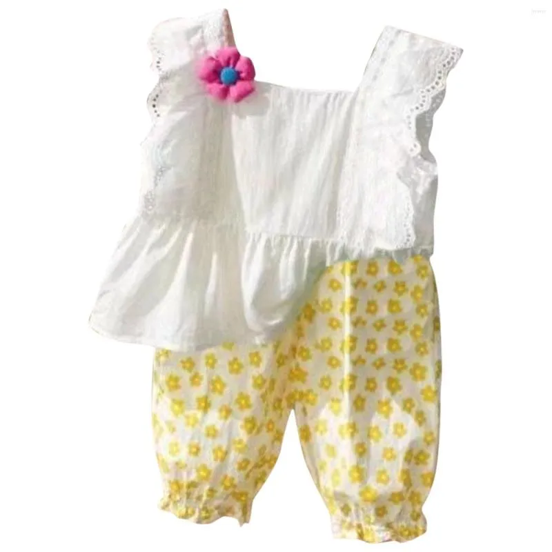 Completi di abbigliamento Vestiti dei cartoni animati Completi per bebè per bambina Set Top manica e pantaloni stampati Abito estivo casual alla moda Ropa