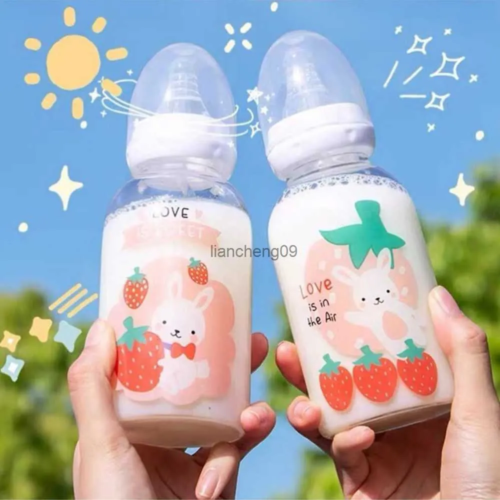 Nuova bottiglia d'acqua creativa per ciuccio per adulti con cannuccia Bella margherita biberon in vetro portatile per bambini Bottiglie per studenti L230620