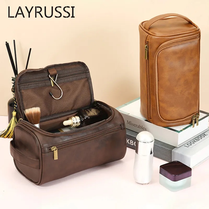 Torby kosmetyczne skrzynki Layrussi kosmetyczne duża pojemność wodoodporna torba do przechowywania Torba podróżna PU Makeup Bag wielofunkcyjny kosmetyczny obudowa 230627
