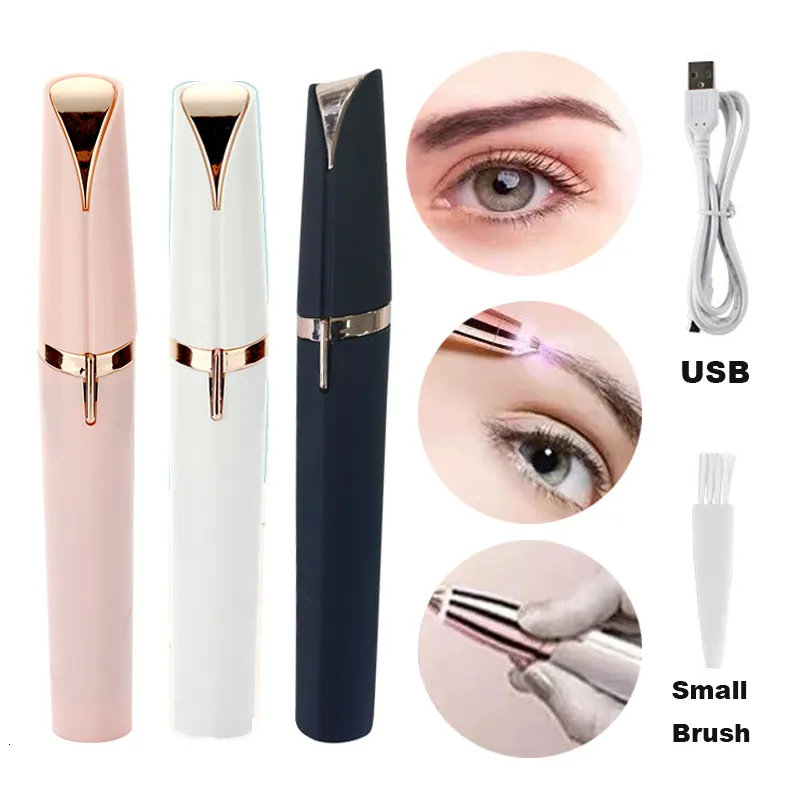 Clippers Trimmers Upgrade USB Electric Eyebrow Trimmer Painless Eye Brow Epilator Nose Hairs Mini Shaver Razors Portable Hair Remover Women 230627