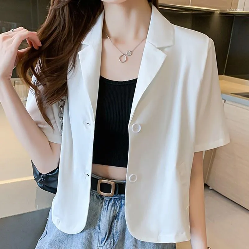 Women's Jackets Office Summer Ladies Short Sleeve Single Breasted Thin Jacket Business Work Breathable Suit Coat Fashion Women Tops