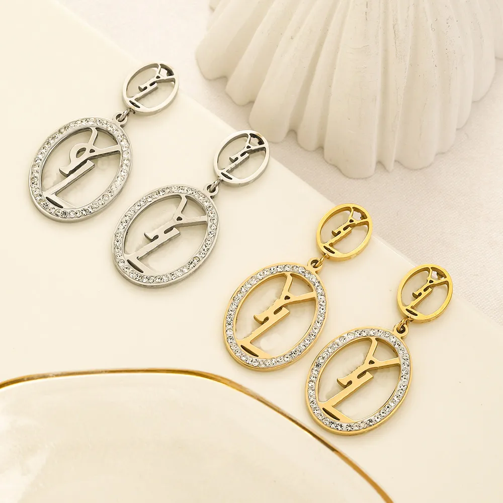 Gold Plated 2023 Designer Earrings Design for Women Stainless Steel no Fade Diamond earring High Quality jewelry 18K Gold Summer Love Wedding Travel Earrings