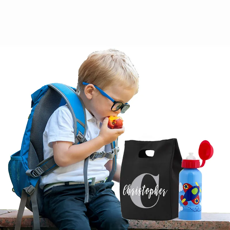 Backpacks Personalised Initial Name Kids Lunch Bag Water Bottle