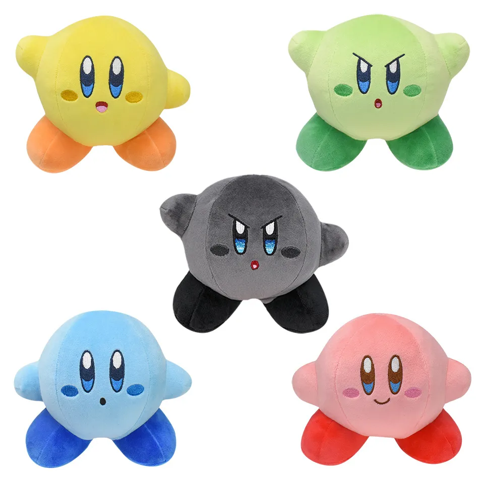 5 couleurs mignon Kirby jouets en peluche 15 CM rose bleu vert jaune noir  sourire expression en colère peluches Kirby poupée enfants meilleur cadeau