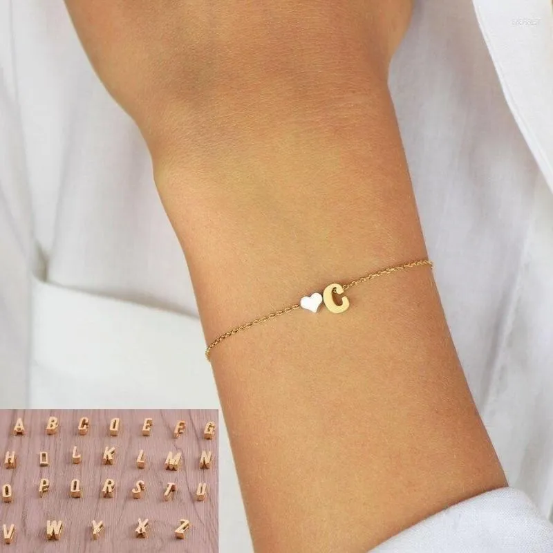 Pulseras con dijes, pulsera de corazón con letra inicial personalizada a la moda para mujer, regalo de cumpleaños sofisticado y elegante para damas de honor