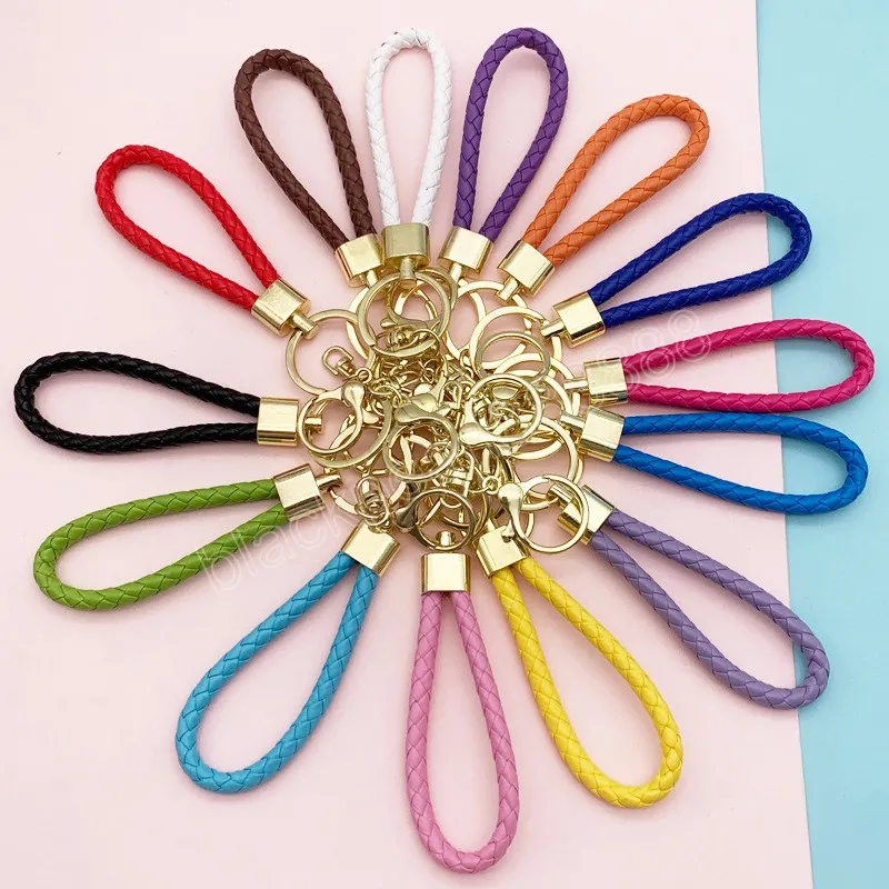 Handmade Braided Rope Keychain - Stylish Woven Leather Keyring, DIY Bag ...