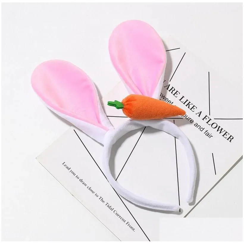 fluffy bunny ear headband - cosplay stage props for adults - carrot-inspired costume accessory with hair tie