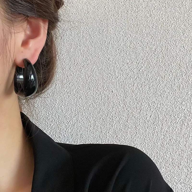 Boucles d'oreilles créoles rondes en forme de C en acrylique à la mode pour femmes bijoux de plage d'été bohême