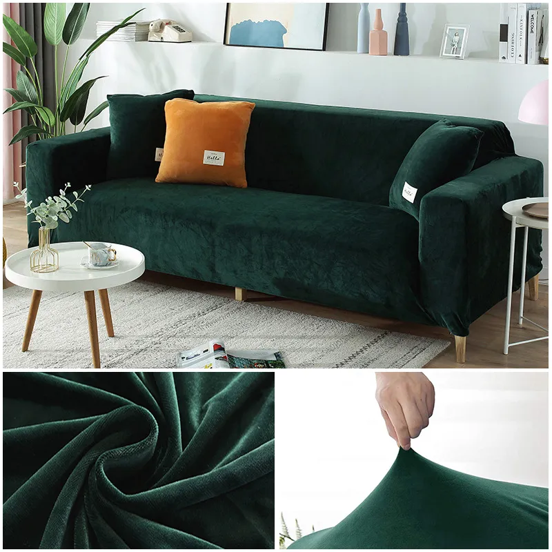 Stolomslag Velvet Fabric Sofa Covers för vardagsrumssträng mjuk soffa täcker högkvalitativa 1234 platser moderna fåtöljskydd för hem 230627