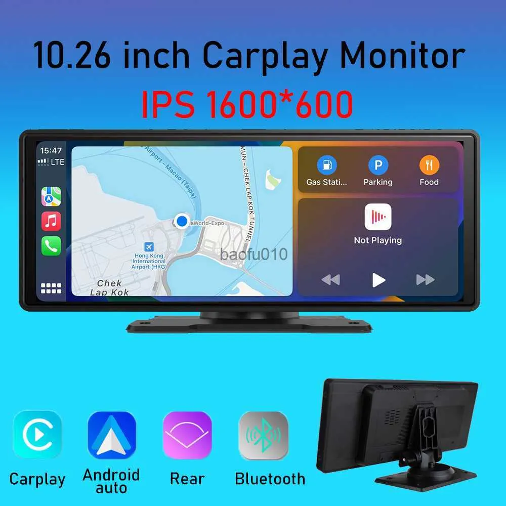 YuanTing 10.26" 4K Wireless CarPlay & Android Auto Dash Cam Monitor With Reverse Camera