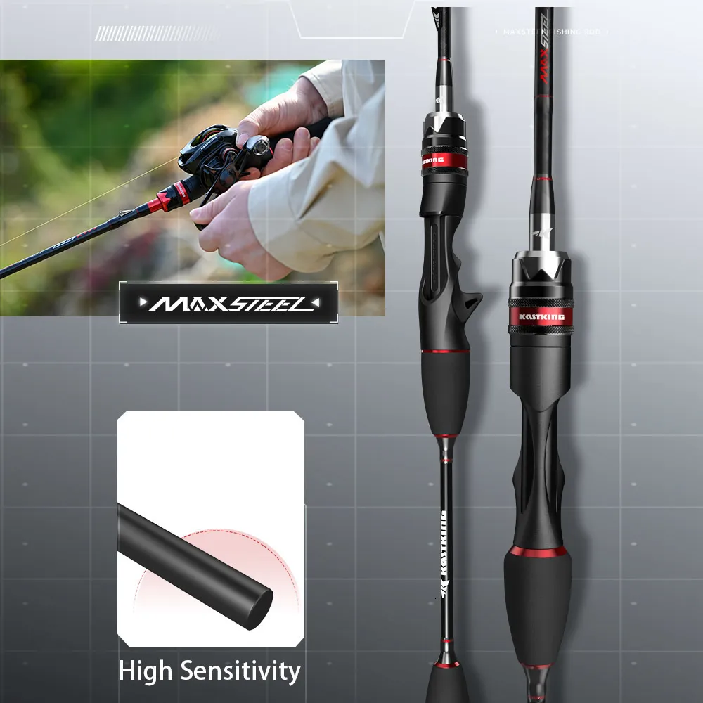 Spinning Rods KastKing Max Steel Rod Carbon Spinning Casting