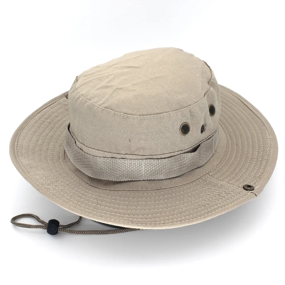 Chapéu Bucket Safari Boonie Hat Masculino Panamá Pesca Algodão Ao Ar Livre Unissex Feminino Verão Caça Bob Chapéus Exército Boonie Proteção Solar