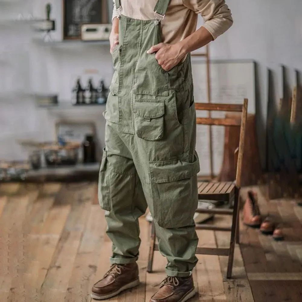Men's Jeans Loose Casual Overalls Straight Retro Khaki Trend Onepiece Suspenders Trousers 230628
