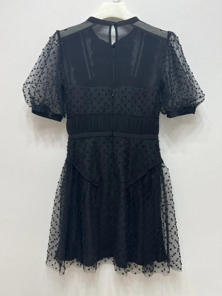 Self Portrait Black Mesh Lace-Up Embroidery Cotton Mini Dress with Square  Neck and Empire Waist from Dhgate Basic & Casual Dresses - price 109.28