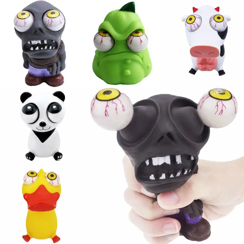 Action Toy Figures Anime Zombies Crowded Eyes Funny Toys Cartoon Animals Burst Eyeballs Funny Spoof Release Pressure Toys For Children Adult Gifts 230627