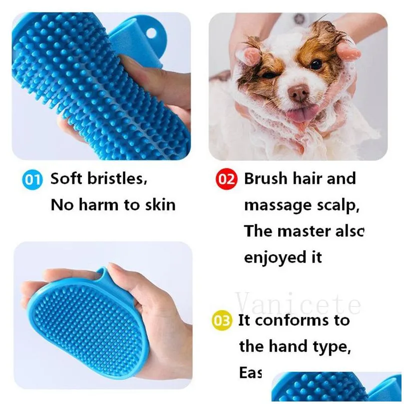 Andra hundförsörjningar Hundar Round Bath Brush Pet Cleaning Glove Brushs Pets Beauty Mas Handskar T9I002179 Drop Delivery Home Garden DH6Q2