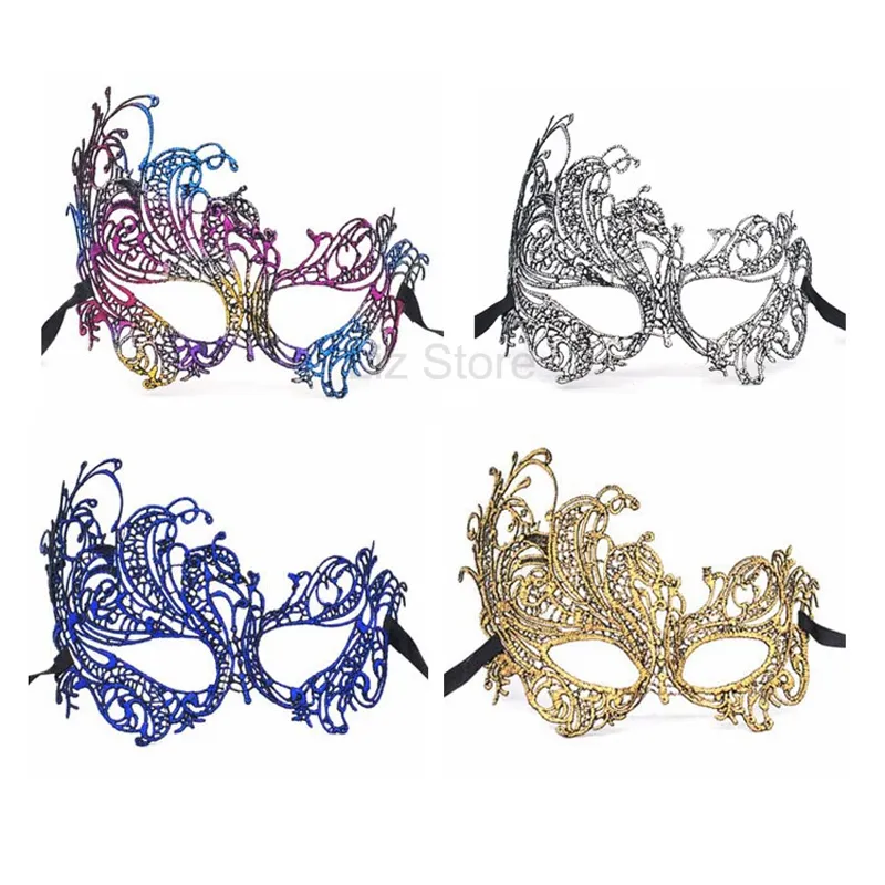 Spets halv ansiktsmask mode färgglada sexiga damer snörer masker maskerad party fancy ihåliga ögonmask halloween kostym th0556