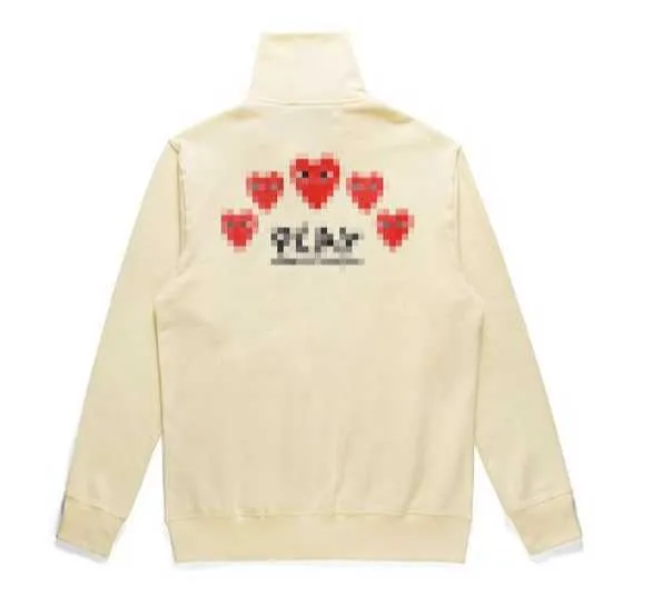 Sweats à capuche pour hommes Sweatshirts à capuche pour hommes Com Des Garcons Sweatshirt Mockneck CDG PLAY Big Heart Hoodie Full Zip Up Beige Marque Taille x7