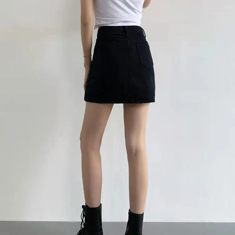 Rigid Denim A-Line Mini Skirt in Lunar Wash: Button-Front Edition