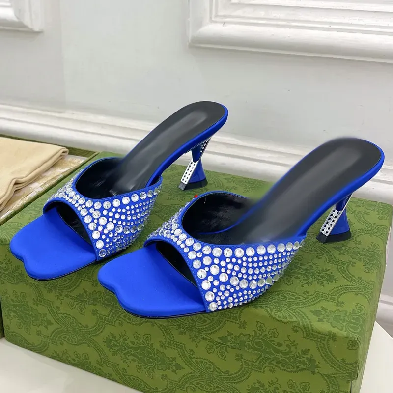 2023 Summer New Sandals Luxury Designer Women's High Heels Fashion Versatile Formal Shoes Simple and Comfortable Rhinestones