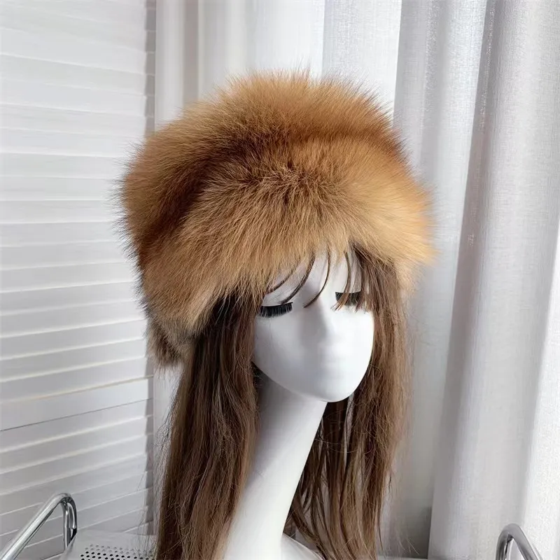 100% de piel de zorro Natural gorro ruso Ushanka para mujer, gorro cálido y  esponjoso con cola de estilo Popular, gorro de piel Real a la moda para