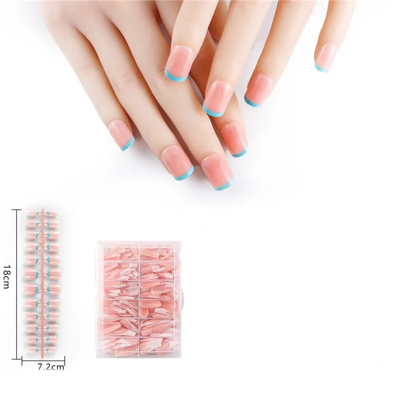 Coffin Press on Nails Long Almond Fake Nails Square French False Nails White Black DIY Wearable Full Cover Nail Tips