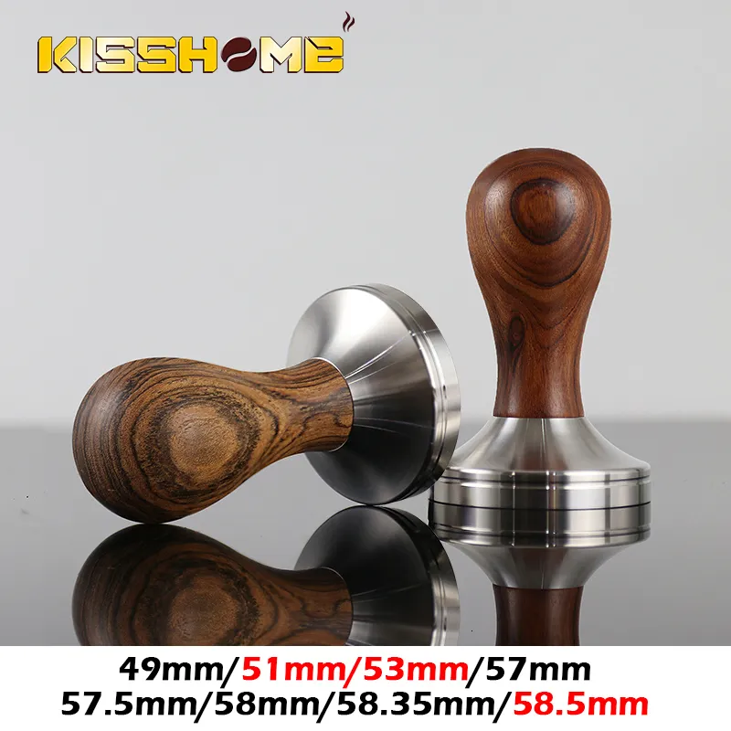 Tampers Café Tamper En Bois Espresso Poudre Marteau 414951mm53mm5757.5mm58mm58.35mm Acier Inoxydable Barista Outil Café Accessoire 230627