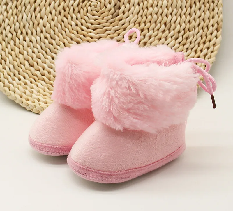 First Walkers Ma Baby 0 18M Born Spädbarn Girls Snow Boots Anti Slip Winter Warm Sets Up Faux Päls skor 230628