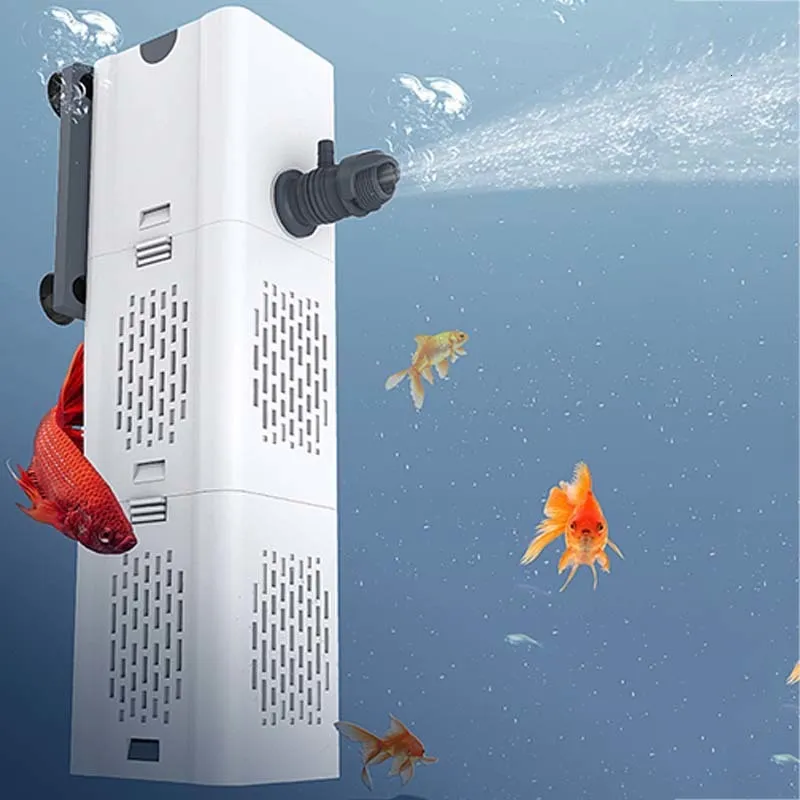 Filtrazione Riscaldamento Ossigeno Aria filtro per acquario Pompa filtro per acquario Pompa per acquario 110 V 220 V acquario d'acqua Scatola fai-da-te Spugna batteri anello a sfera 230715