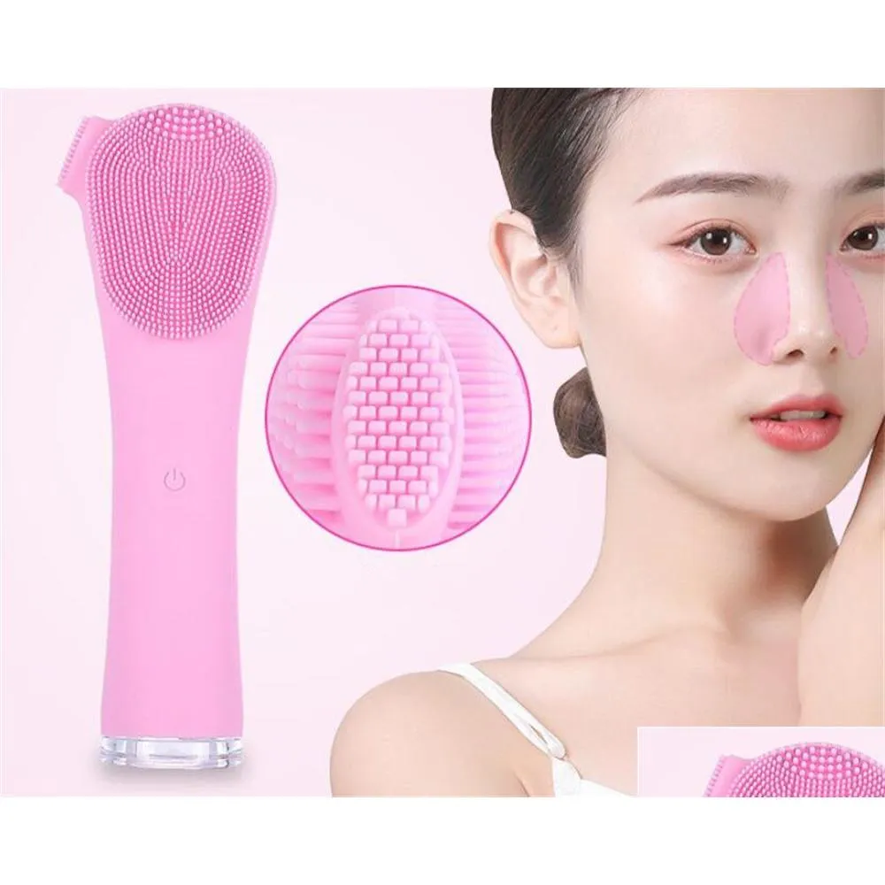 Cleaning Tools Accessories Wholesale Usb Face Cleaner Facial Cleansing Brush Double Sided Sile Handle Masr Electric Deep Pores Mak Dhryc