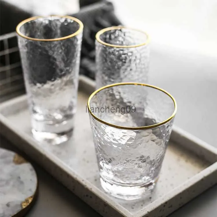 Bicchieri da acqua Bicchieri da vino Vendita calda Bicchieri da shot resistenti al calore con montatura in oro L230620
