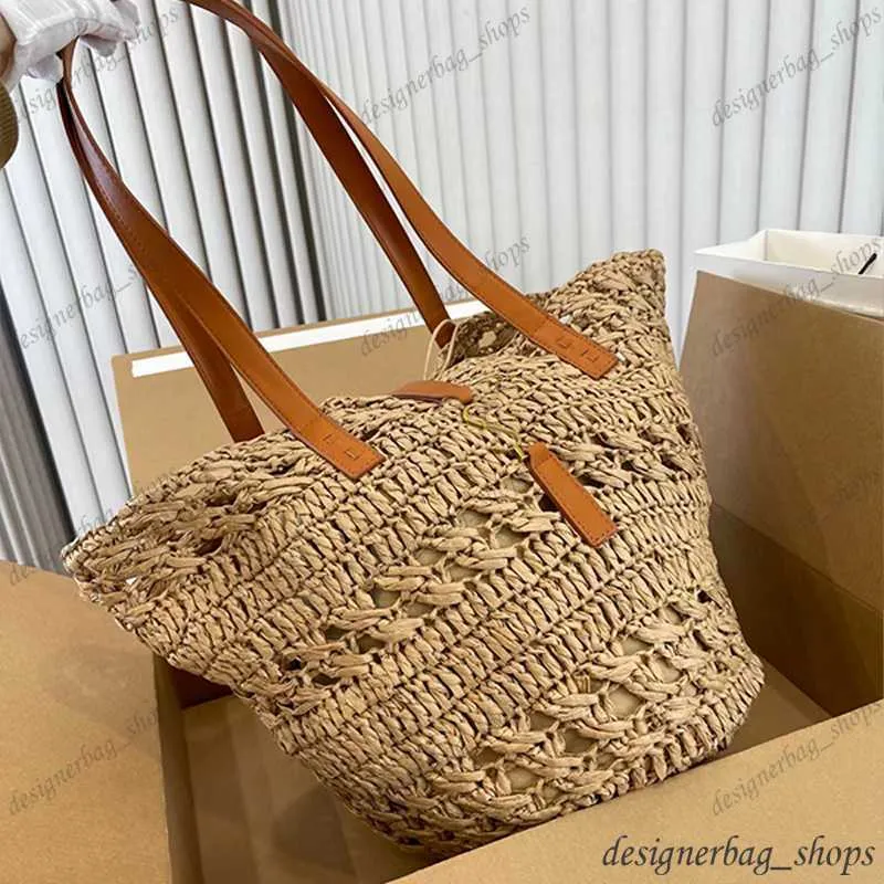 Summer new straw tote shopping bag, retro classic beach bag, khaki color straw color and design style distinctive collocation, travel vacation with it 230423