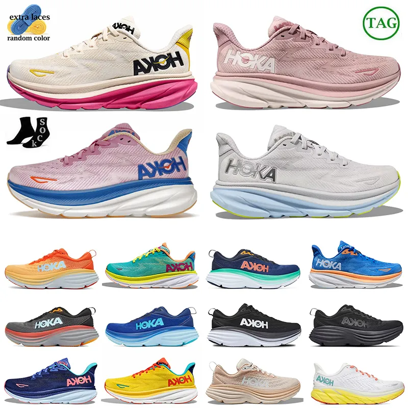 Athletic Bondi Hokas One Clifton 8 9 Chaussures de course Hoka Baskets Absorbant les chocs Road Fashion Free People Blanc De Blanc Top Designer Femmes Hommes Taille 36-45