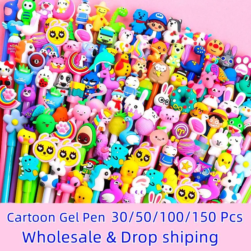 Penne 30/50/100/150 Cartoon gel cartoneon gel penna da 0,5 mm per il regalo di compleanno del regalo di compleanno da 0,5 mm Scarloni di regalo per studente Fun Girl Pen Writing Corean Stationery