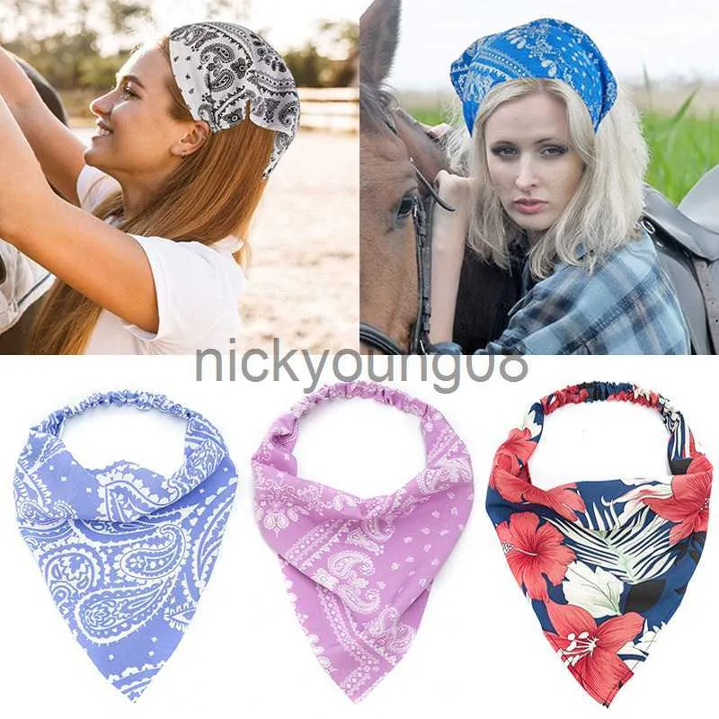 Bandanas Vintage Texture Imprimer Cheveux Écharpe Bandanas Femmes Mode Triangle Élastique Bandes De Cheveux Turban Femme Bandeau Cheveux Accessoires 2021 x0628