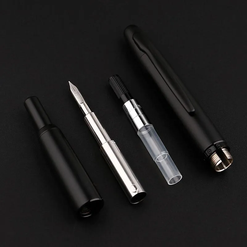 Pennor Majohn A1 Högkvalitativ 0,4 mm Fine Tip PENS LUXURY infällbar metall Black Fountain Ink Pen Writing Office Supplies Stationary