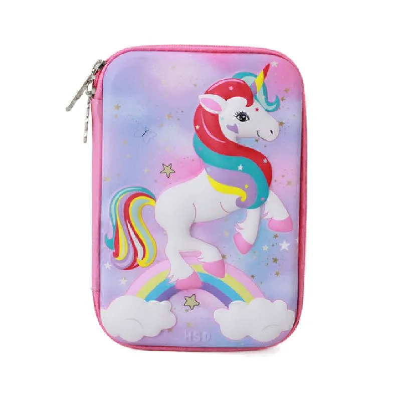 Сумки 3d Eva Unicorn Cute Pencil Case Case Cartoon Stationery Box Girl