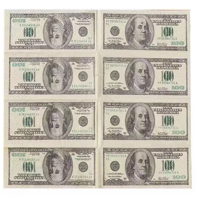 종이 타월 10장 백 달러 빌 냅킨 돈 Fl 인쇄 양면 100 지폐 스택 복사 냅킨 드롭 배달 Otlws