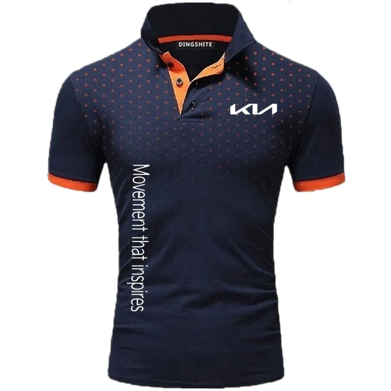 Polos pour hommes Chemises de golf décontractées Marque de voiture Kia Polo en coton mercerisé à manches courtes T-shirt à revers lâche 230627